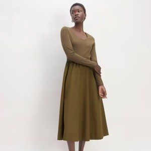 Everlane Long Sleeve Rievera Dress XS Beech Green